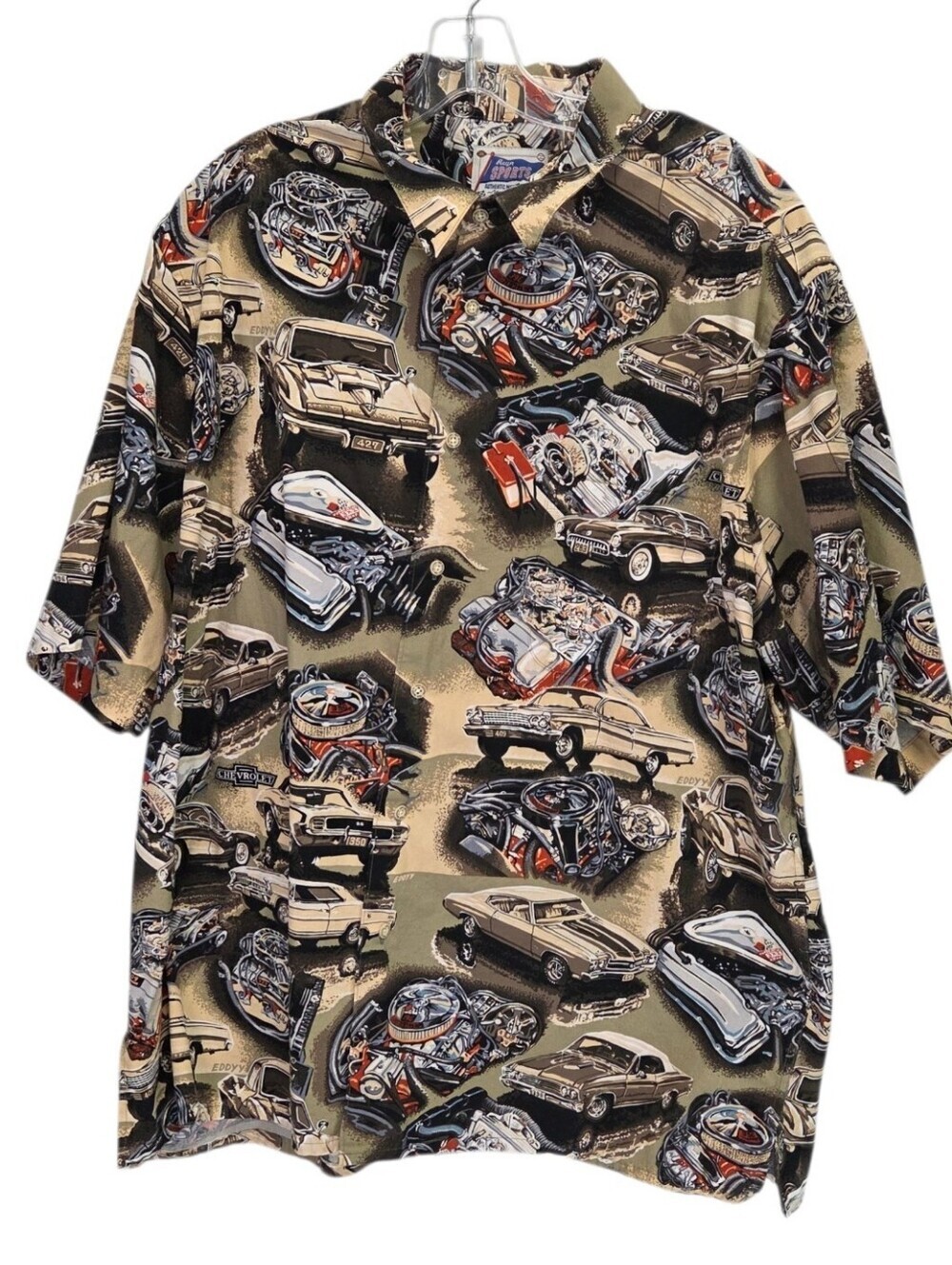 Vintage Reyn Spooner Sports Chevrolet Muscle Car Hawaiian Aloha Shirt Size XXL